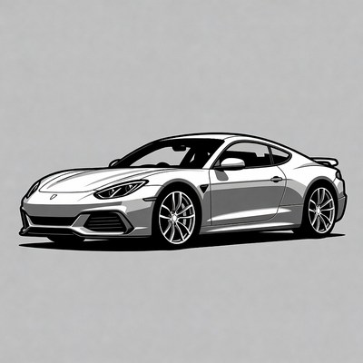 Sleek White Sports Car Illustration