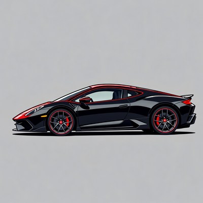 Black Lamborghini Huracan side view illustration