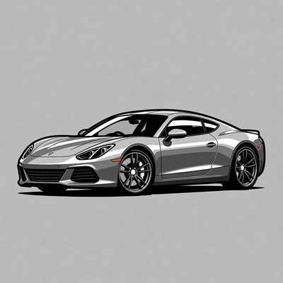 Silver Supercar Illustration