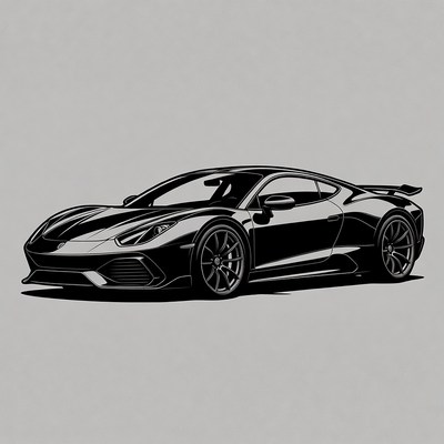 Black Supercar Silhouette Illustration