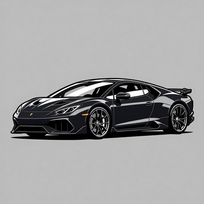 Black Lamborghini Huracan Performante Illustration