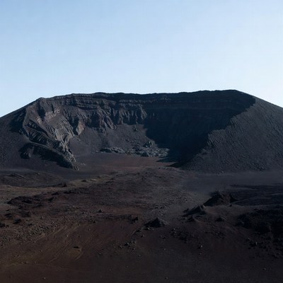 Volcanic Crater in Black Lava Field