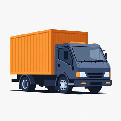 Orange Cargo Truck Illustration