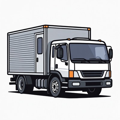 White Delivery Truck Illustration