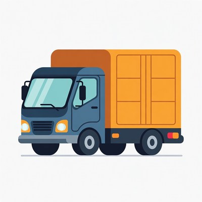 Blue Cab Orange Delivery Truck