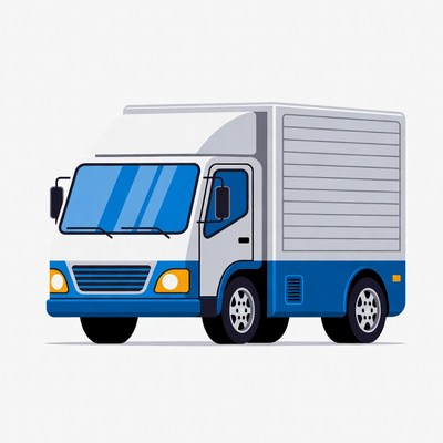 Blue and White Delivery Truck Illustration