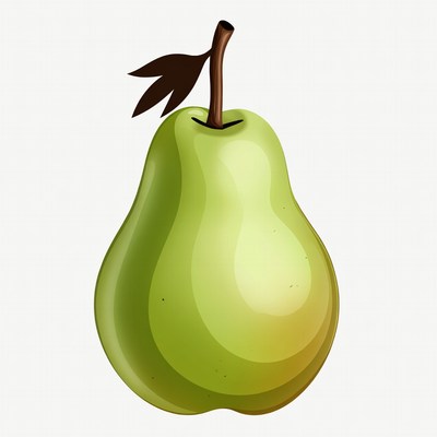 Green pear with leaf