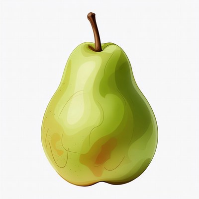 Green pear with stem