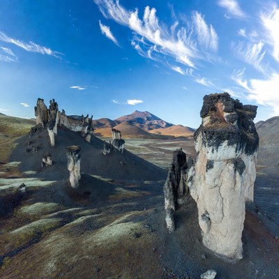 Volcanic Hoodoos and Desert Mountain