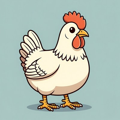 Cartoon white rooster standing