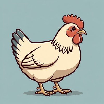 Cartoon white rooster standing