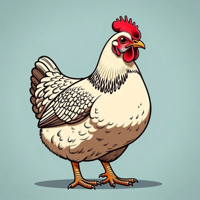 White Hen Illustration Standing