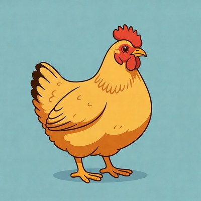 Cartoon yellow hen standing