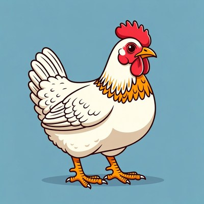 Cartoon white hen standing