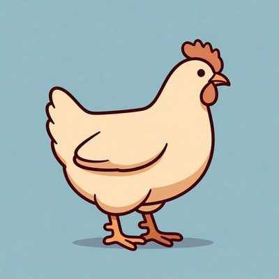 Cartoon white hen standing
