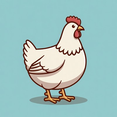 Cartoon white hen standing
