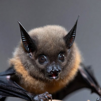 Close-up of fruit bat with open mouth