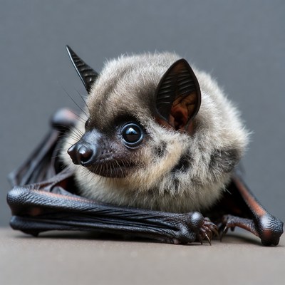 Cute fluffy bat closeup