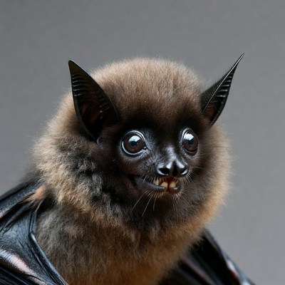 Cute baby fruit bat closeup
