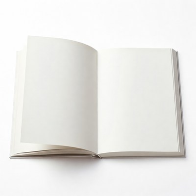 Open Blank Book on White Background