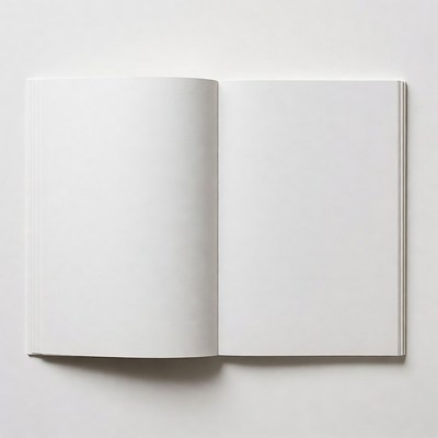 Open Blank Notebook on White