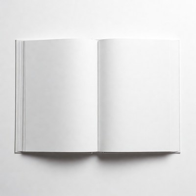 Open Blank Book on White