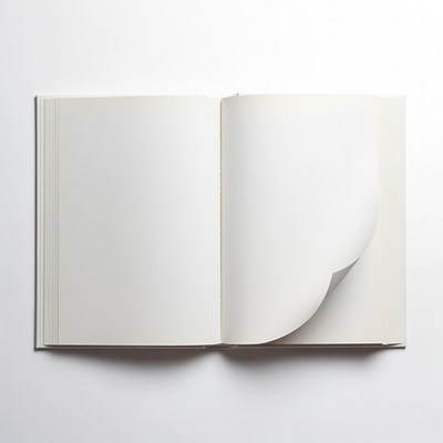 Open Blank Book with Page Corner
