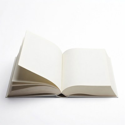 Open Blank Book on White Background