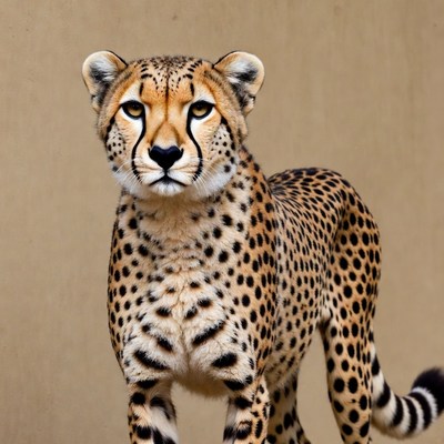 Cheetah standing on beige background