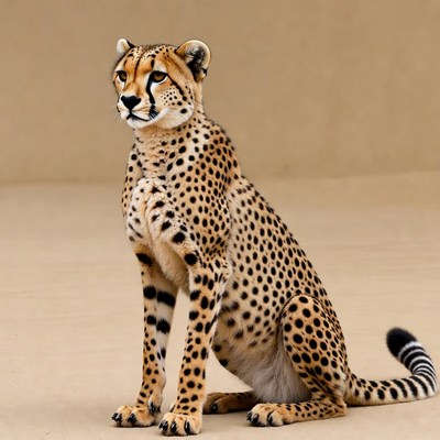 Cheetah sitting on beige background