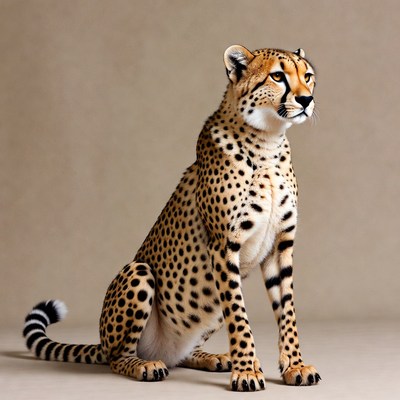 Cheetah sitting on beige background