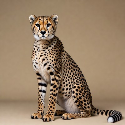 Cheetah sitting on beige background