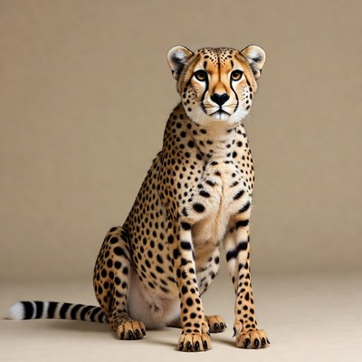 Cheetah sitting on beige background