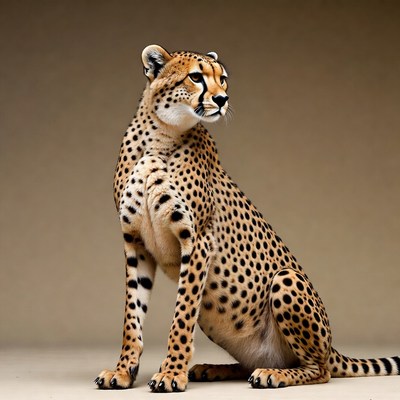 Cheetah sitting on beige background