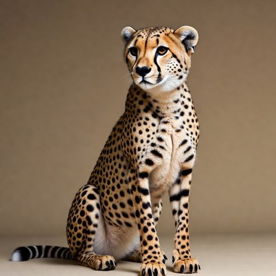 Cheetah sitting on beige background
