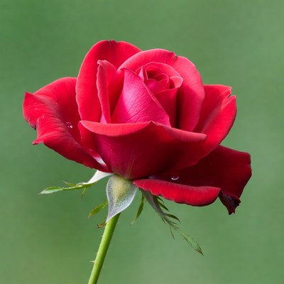 Red Rose with Dewdrops