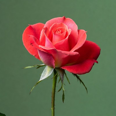 Pink Rose on Green Background