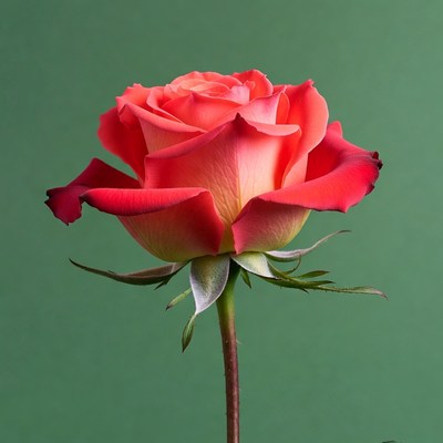 Pink rose on green background