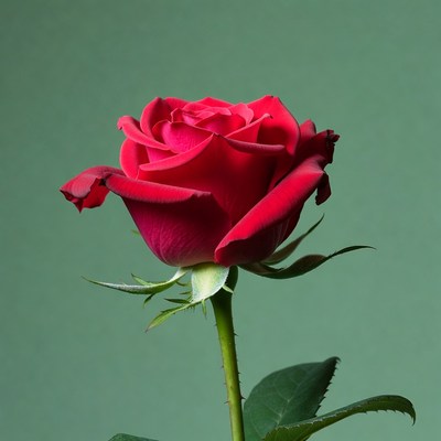 Red Rose on Green Background