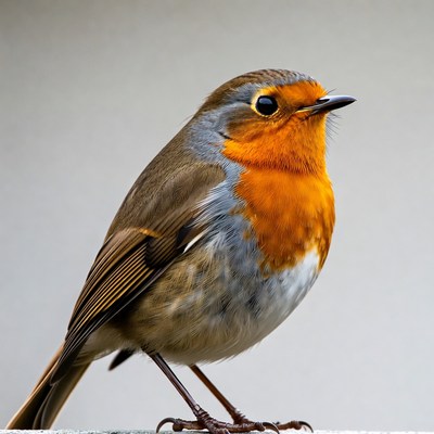 European Robin on white background