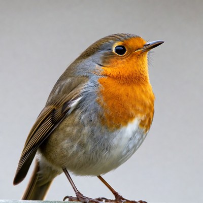 European Robin on white background