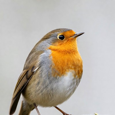 European Robin on white background