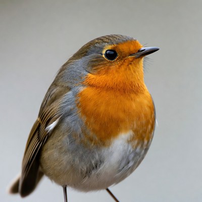 European Robin on white background
