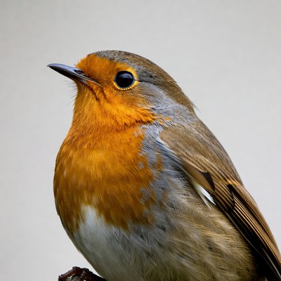 European Robin on white background