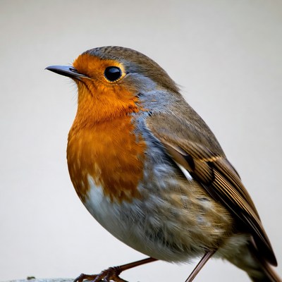 European Robin on white background