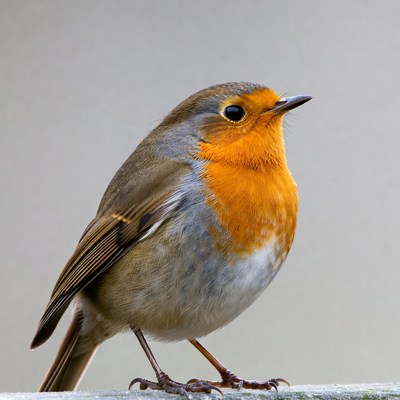 Robin perched on wooden surface
