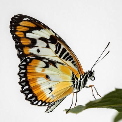 Orange White Tiger Butterfly on Leaf