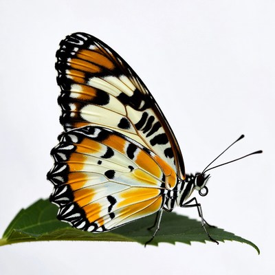 Orange Black Butterfly on Leaf