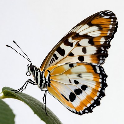 Orange White Tiger Butterfly on Leaf