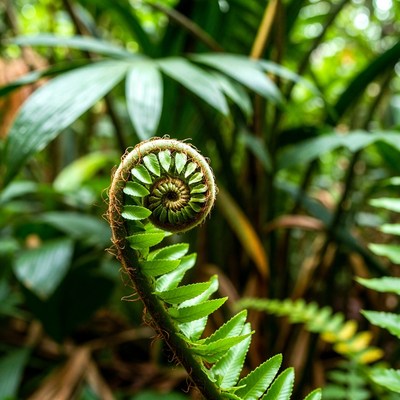 Fiddlehead Fern in Rainforest
